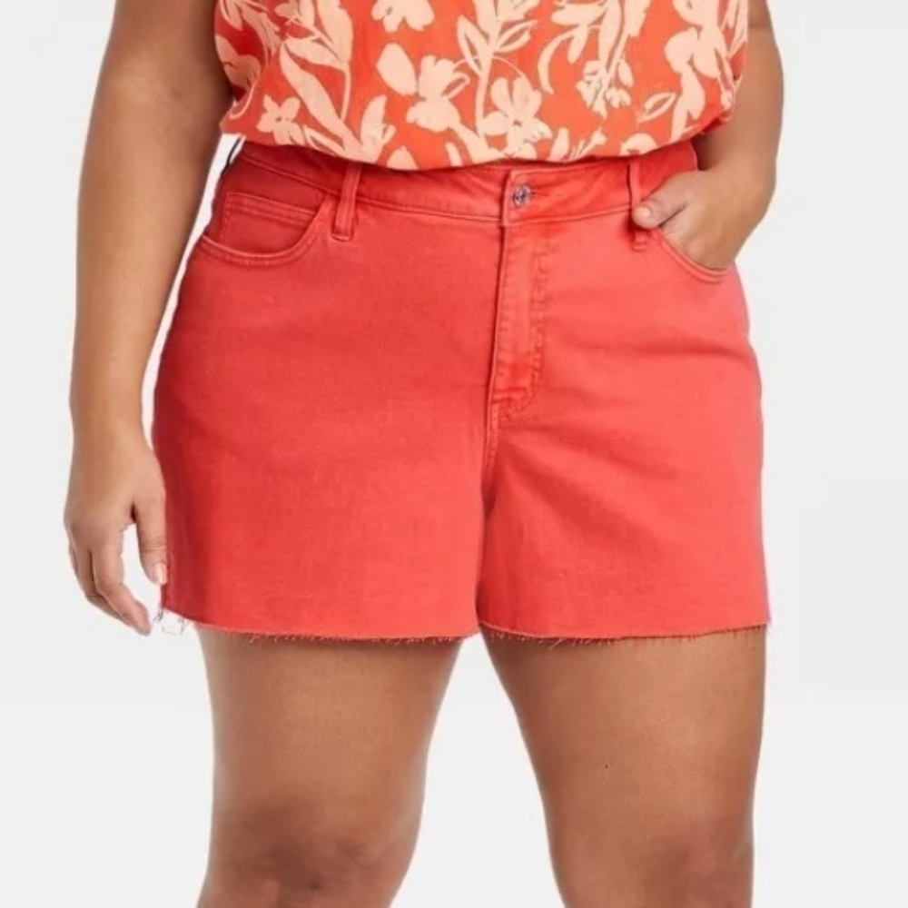 NWT Ava & Viv Denim Short in Tigerlily Wash  16W